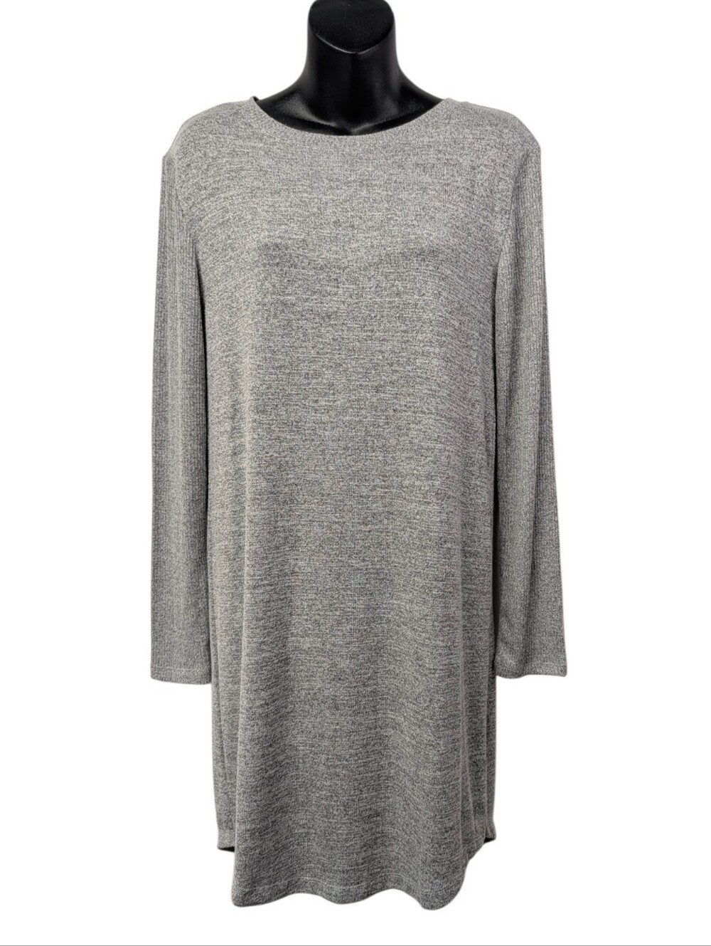 A New Day Womens Gray Tight-Knit Crew Neck Long Sleeve Sweater Dress Sz S NWT